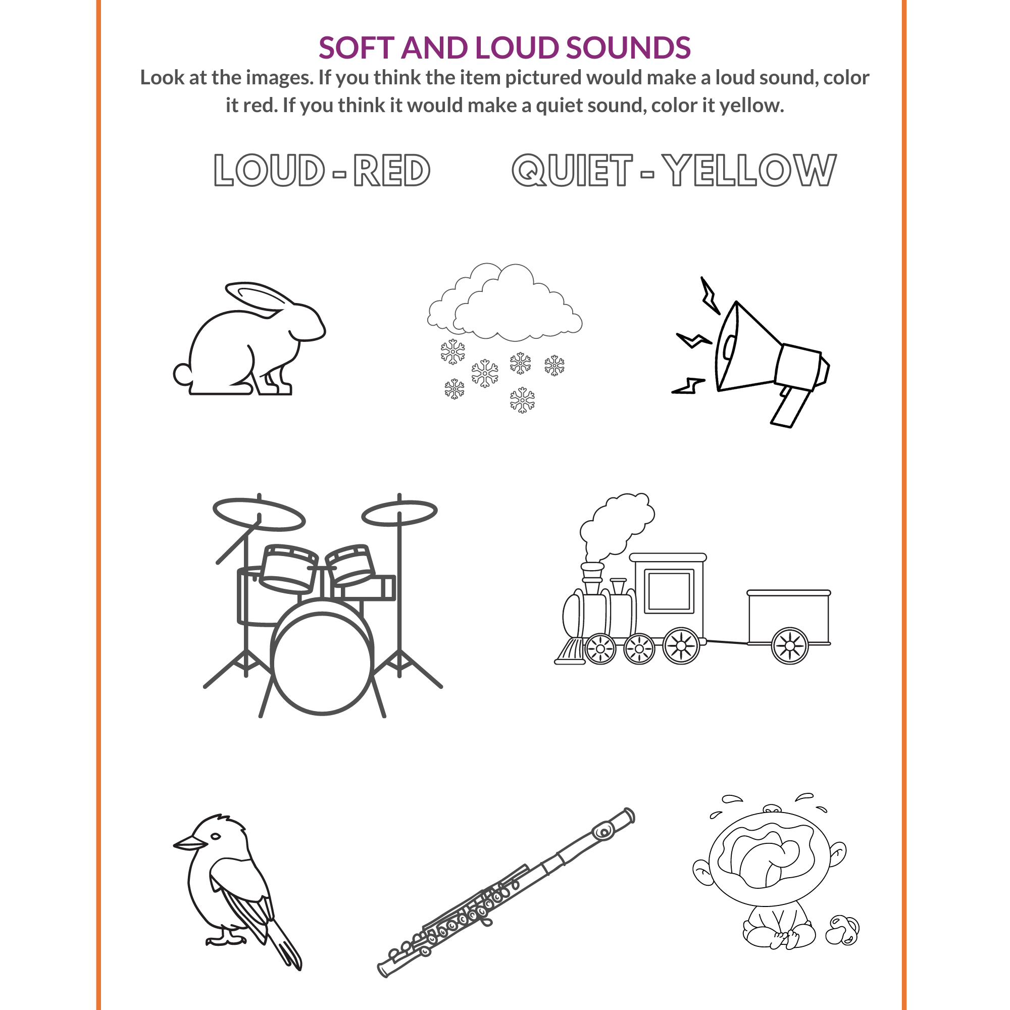 loud and soft sounds worksheet